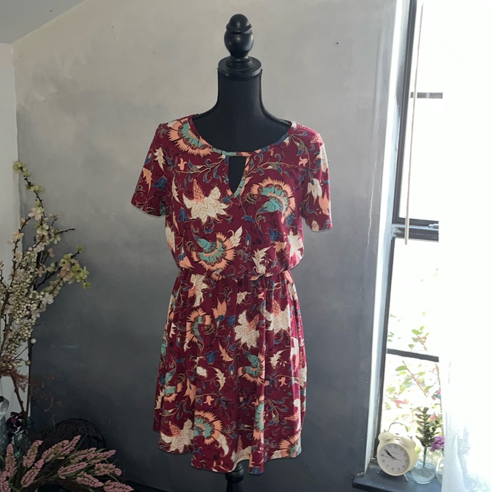 Burgundy Maella floral knit dress by French Grey